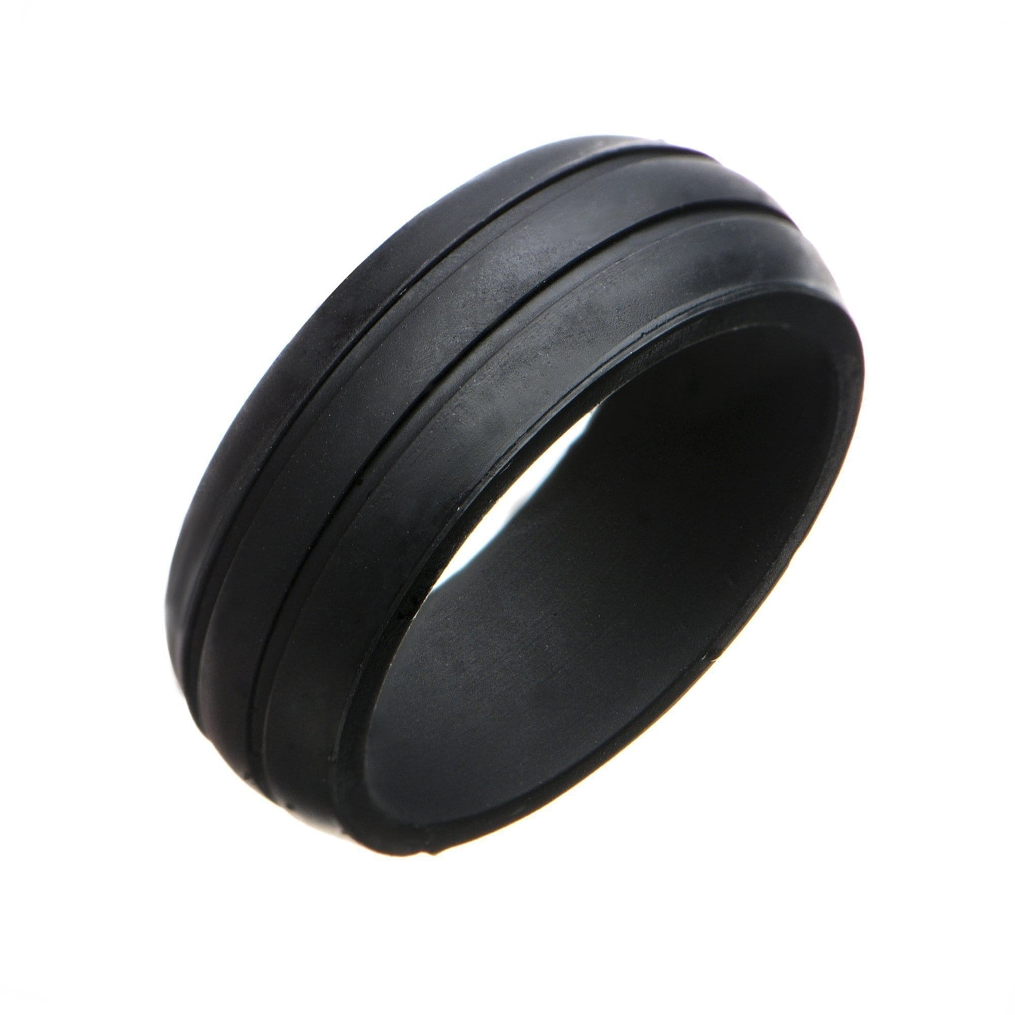 INOX JEWELRY Rings Black Silicone 9mm Double Lined Safety Band Ring