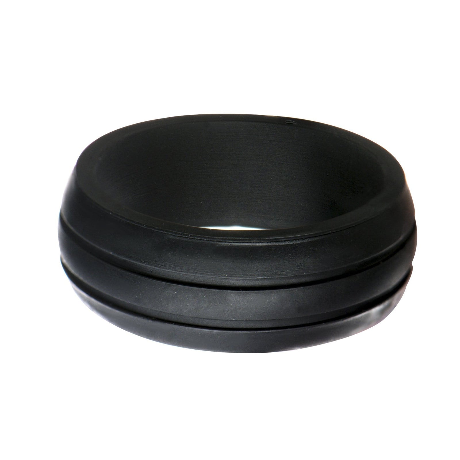 INOX JEWELRY Rings Black Silicone 9mm Double Lined Safety Band Ring