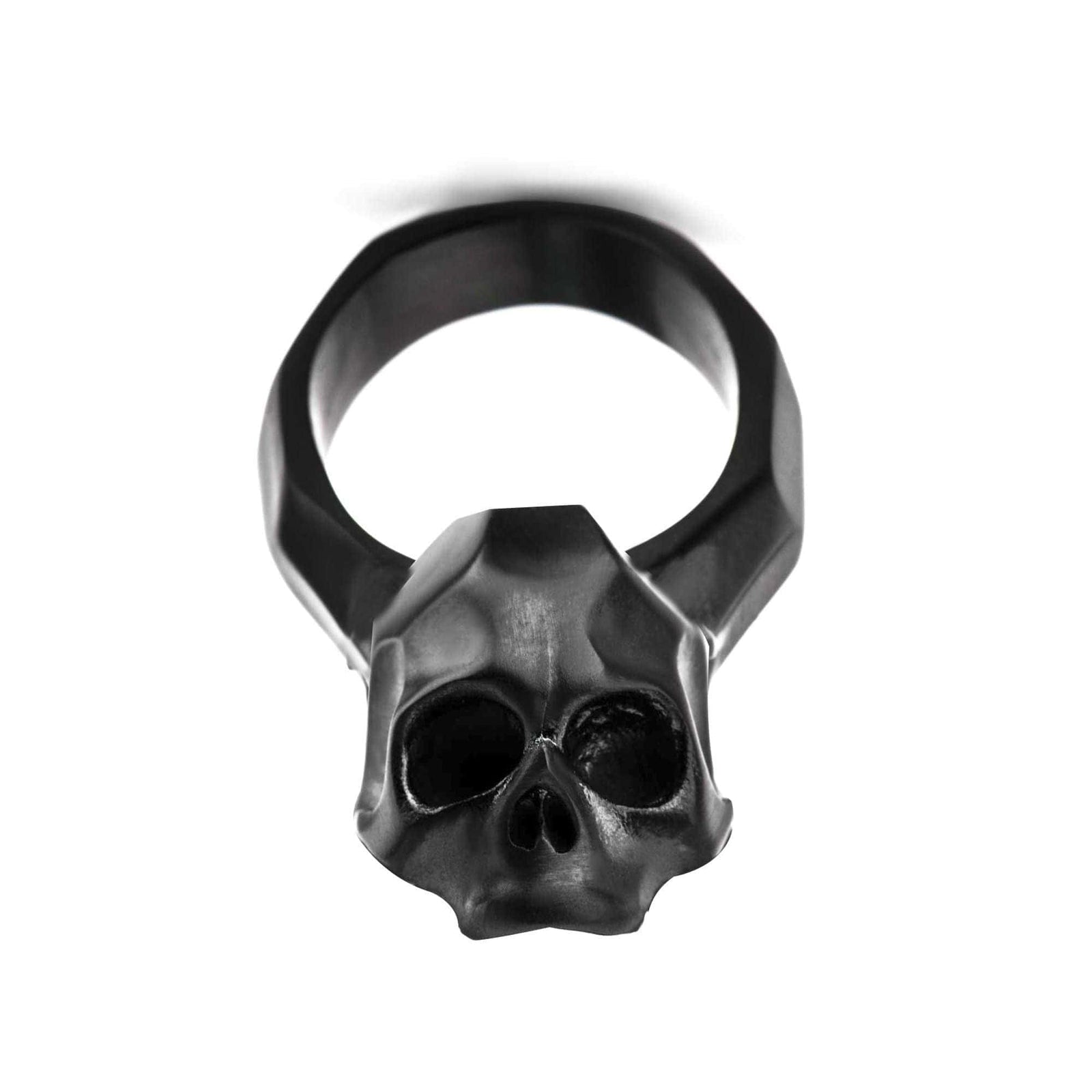 INOX JEWELRY Rings Black Stainless Steel Brushed Finish Rugged Skull Ring