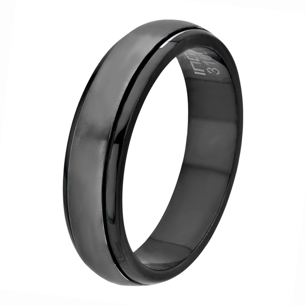INOX JEWELRY Rings Black Stainless Steel Classic Spinner Ring