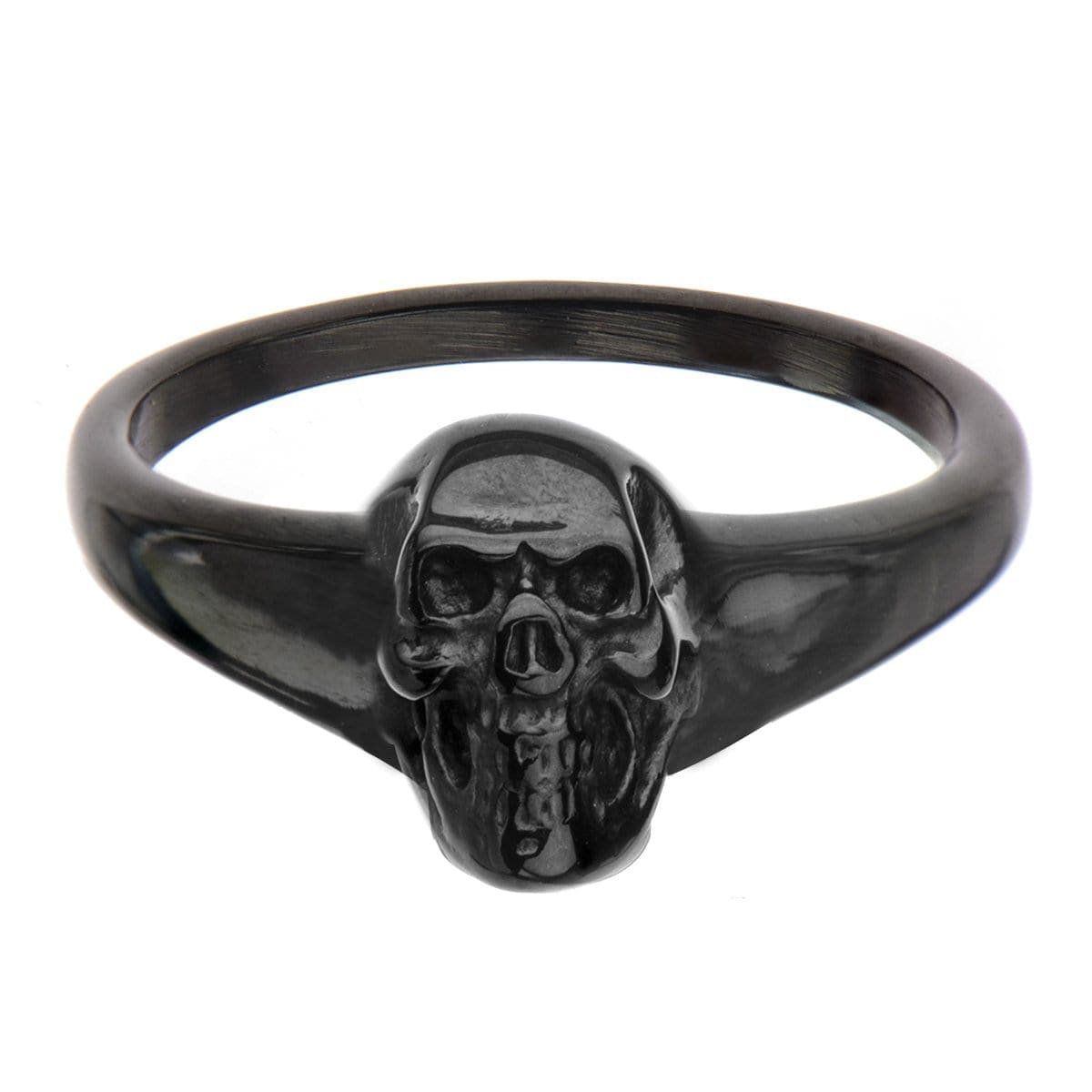 INOX JEWELRY Rings Black Stainless Steel Evil Laughing Skull Ring