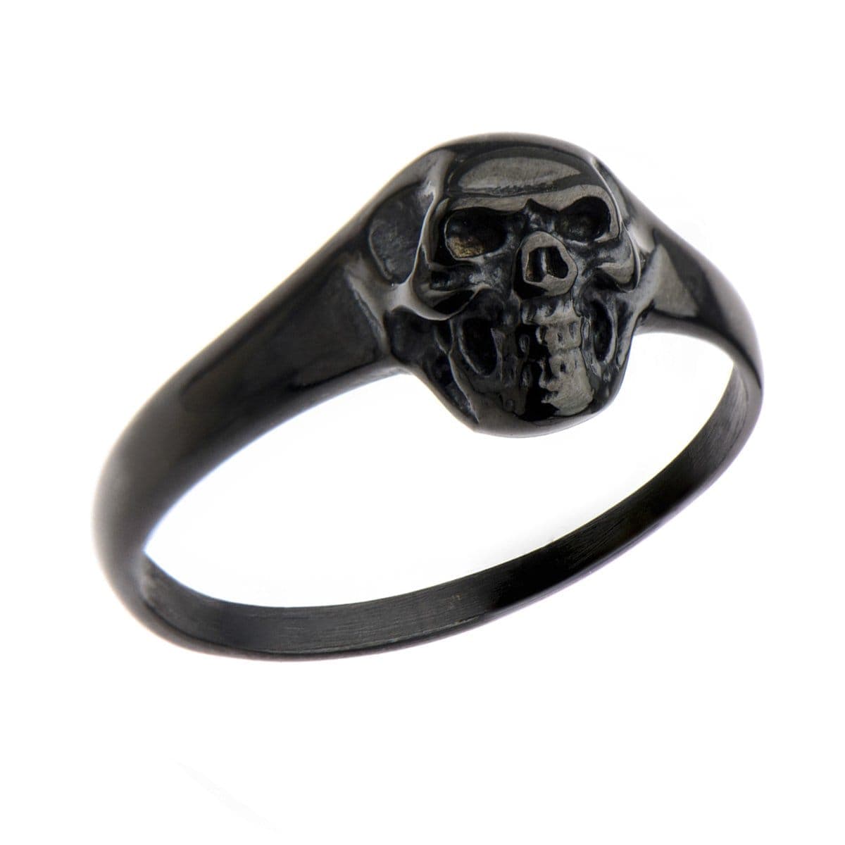 INOX JEWELRY Rings Black Stainless Steel Evil Laughing Skull Ring