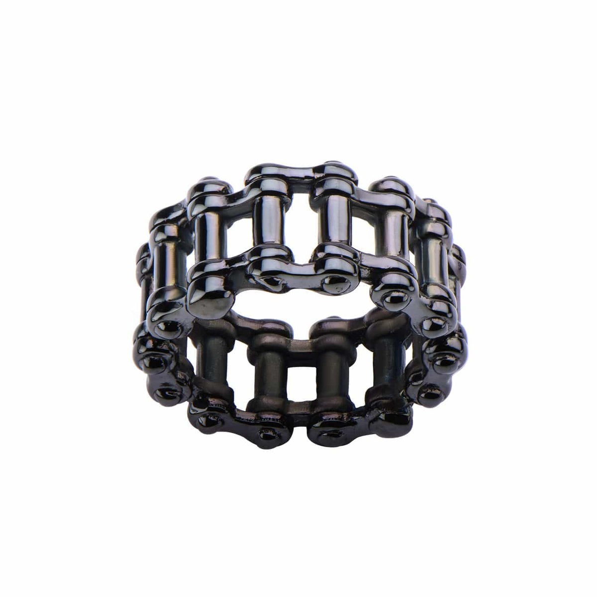INOX JEWELRY Rings Black Stainless Steel Motorcycle Chain Ring