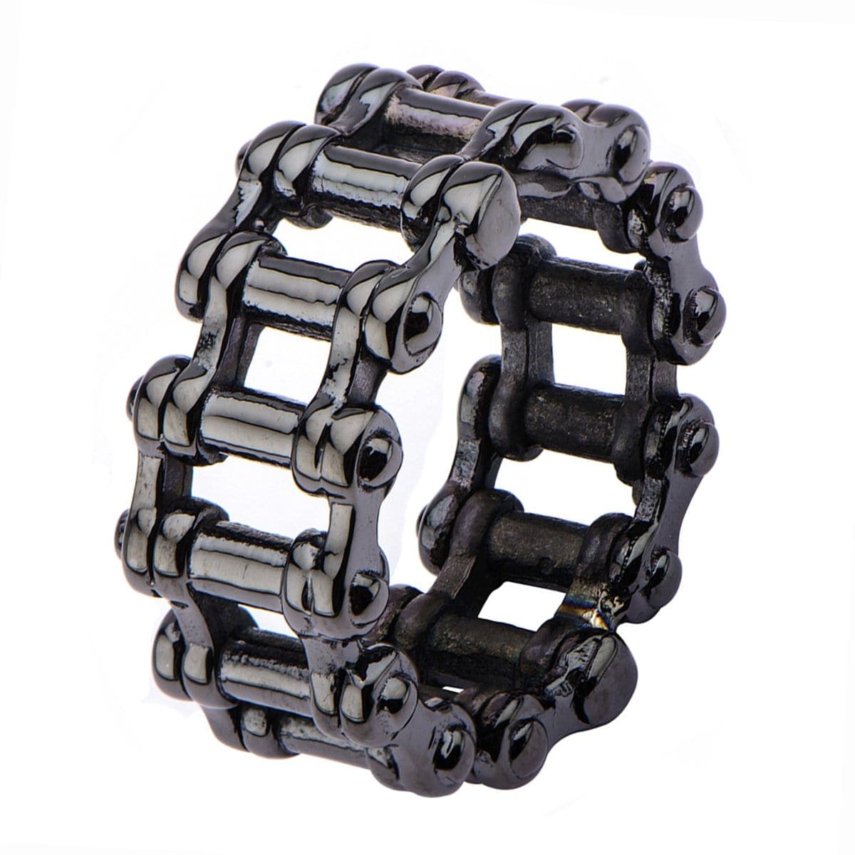 INOX JEWELRY Rings Black Stainless Steel Motorcycle Chain Ring
