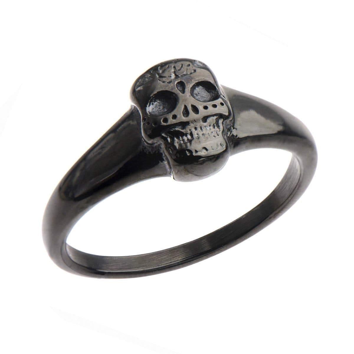 INOX JEWELRY Rings Black Stainless Steel Sugar Skull Ring