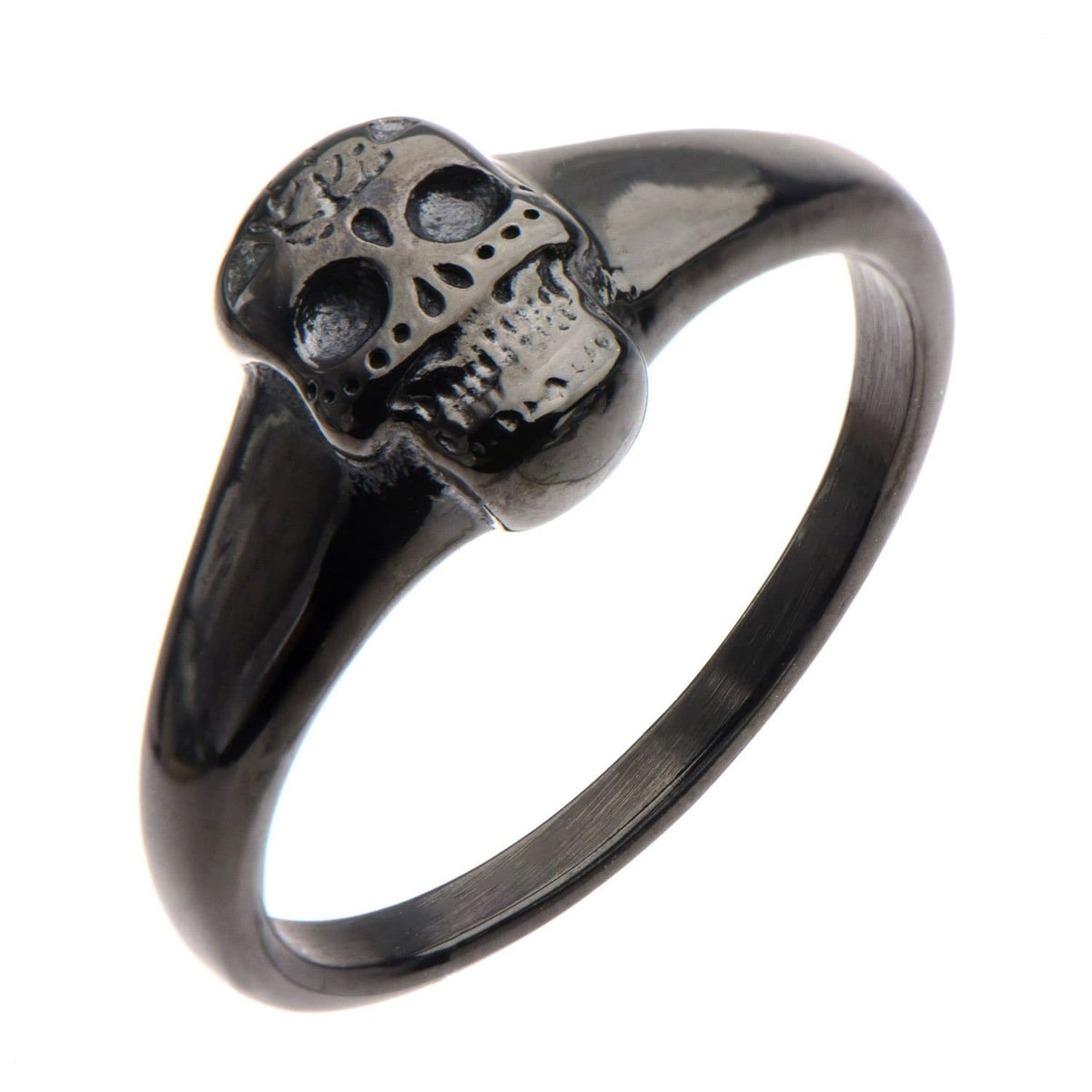 INOX JEWELRY Rings Black Stainless Steel Sugar Skull Ring