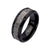INOX JEWELRY Rings Black Stainless Steel with Genuine Meteorite Inlay Notch Band Ring FRMT1372K-10