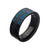 INOX JEWELRY Rings Blue and Black Stainless Steel Black Carbon Fiber Inlaid Hammered Band Ring