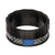 INOX JEWELRY Rings Blue and Black Stainless Steel with Gray Carbon Fiber Banded Block Ring