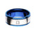 INOX JEWELRY Rings Blue and Silver Tone Stainless Steel CZ Detail Band Ring