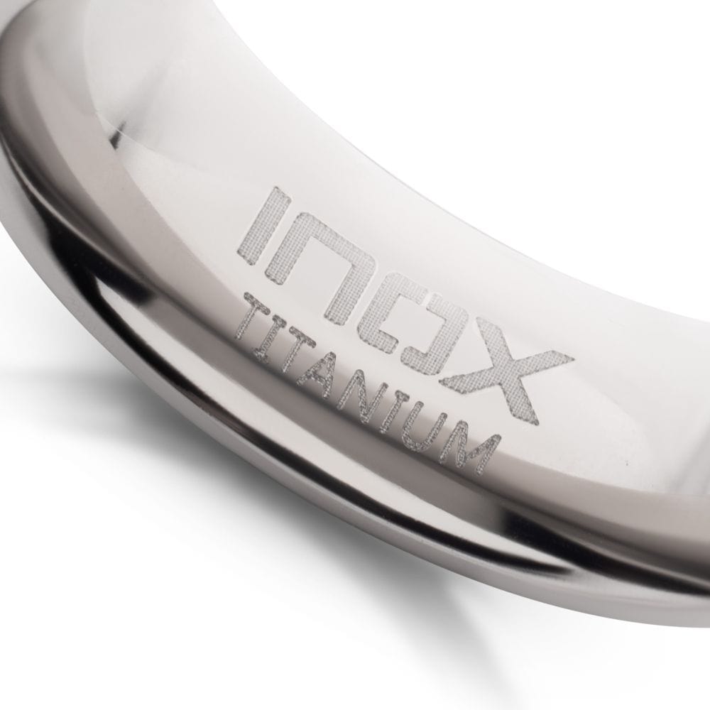 INOX JEWELRY Rings Blue IP Titanium Matte Finish Chevron Comfort Fit Ring