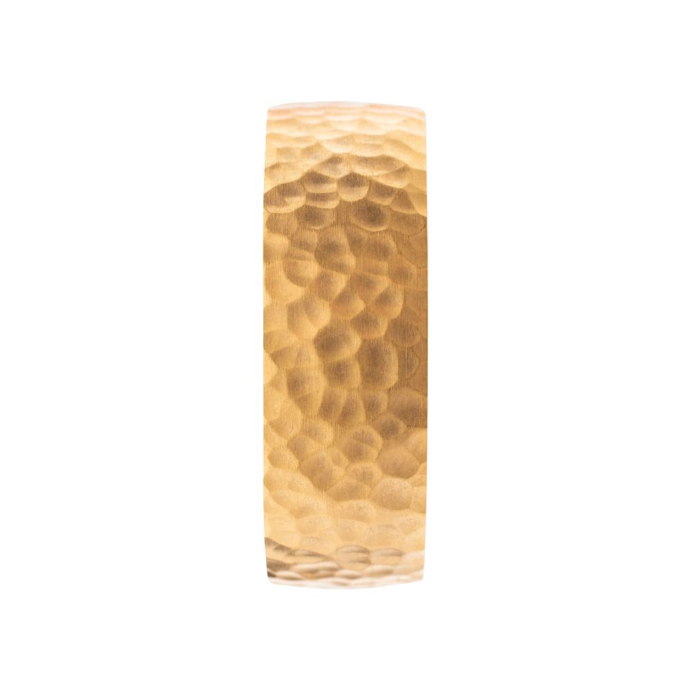 INOX JEWELRY Rings Gold IP Titanium & Redwood Matte Finish Hammered Comfort Fit Ring