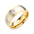 INOX JEWELRY Rings Golden Tone and Silver Tone Stainless Steel CZ Detail Band Ring