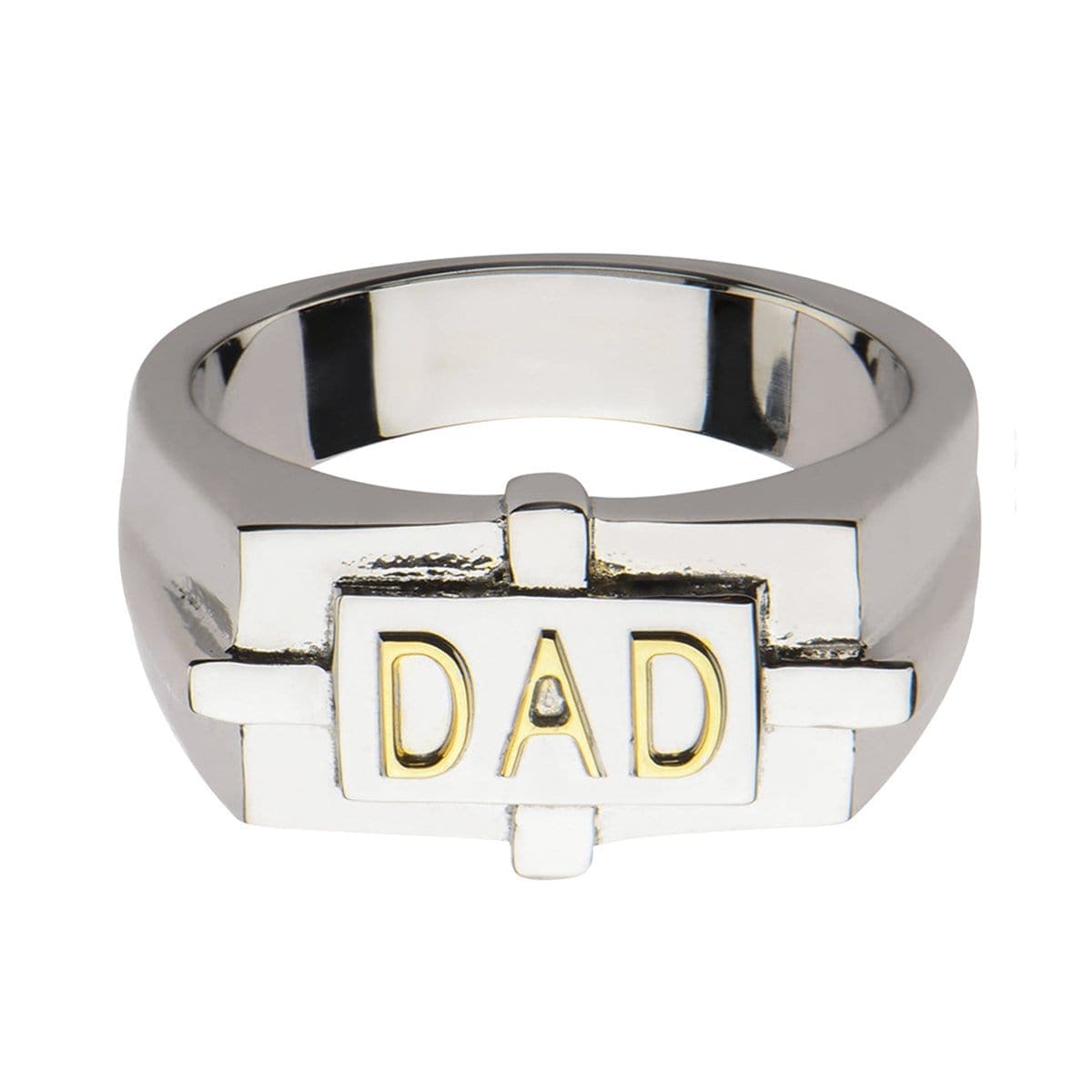 INOX JEWELRY Rings Golden Tone and Silver Tone Stainless Steel DAD Engraved Ring