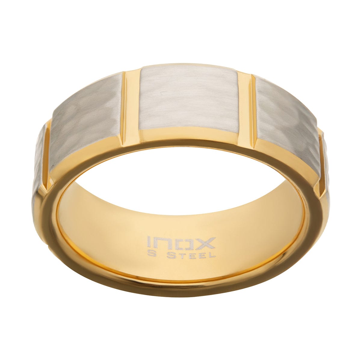Block Ring Gold Buy Stainless Steel Hammered Finish Modern Block Band Ring online ...
