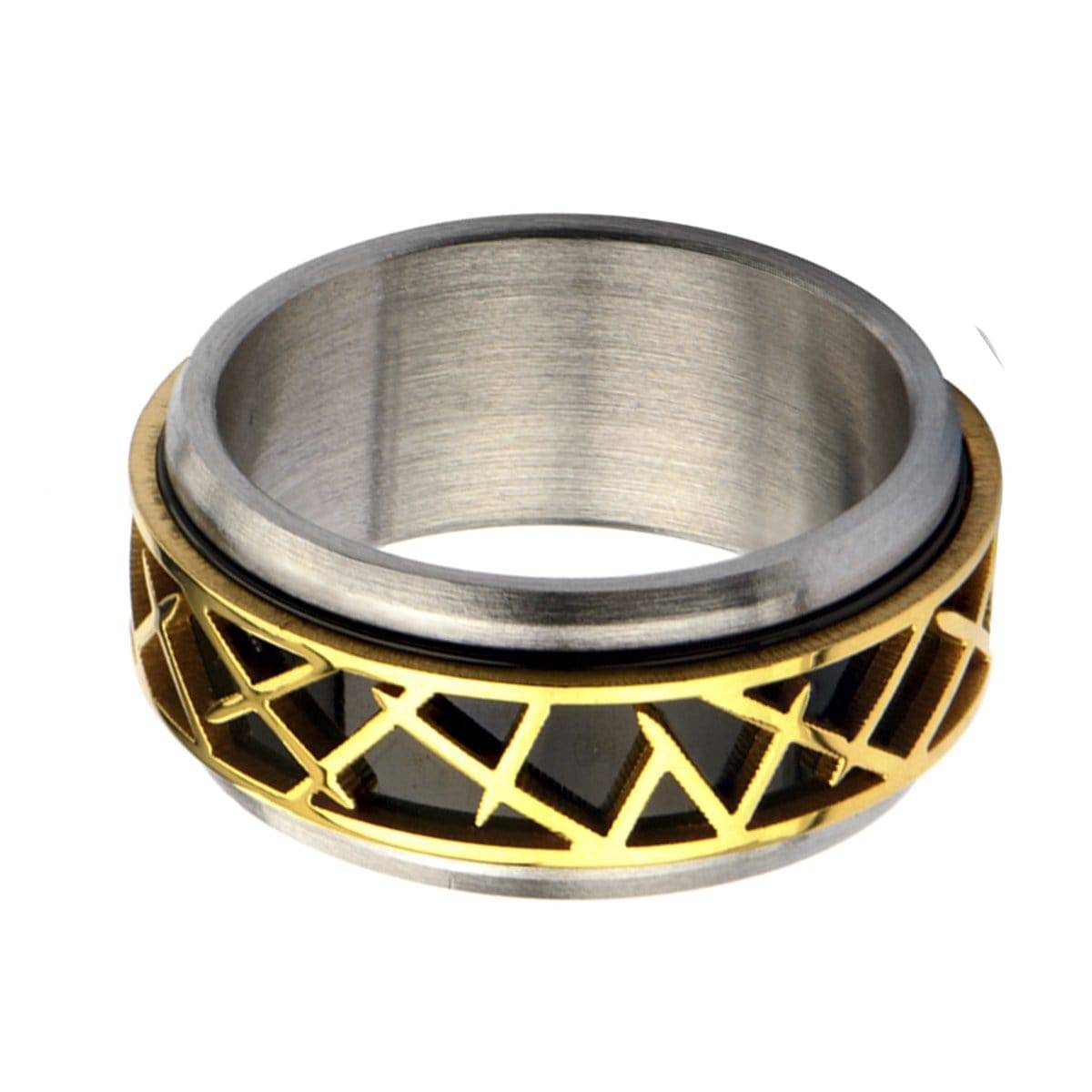 INOX JEWELRY Rings Golden Tone, Black and Silver Tone Stainless Steel Crown of Thorns Ring
