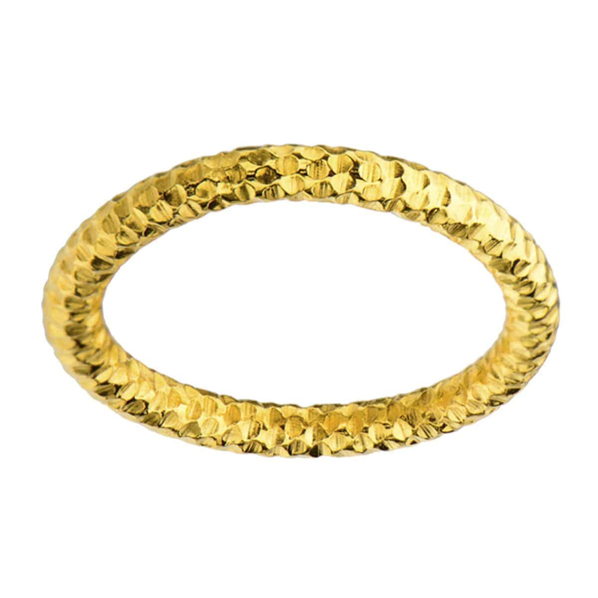 INOX JEWELRY Rings Golden Tone Stainless Steel 2.5mm Hammered Wedding Band