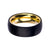 INOX JEWELRY Rings Golden Tone Stainless Steel Black Solid Carbon Fiber Band Ring