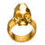 INOX JEWELRY Rings Golden Tone Stainless Steel Brushed Finish Rugged Skull Ring