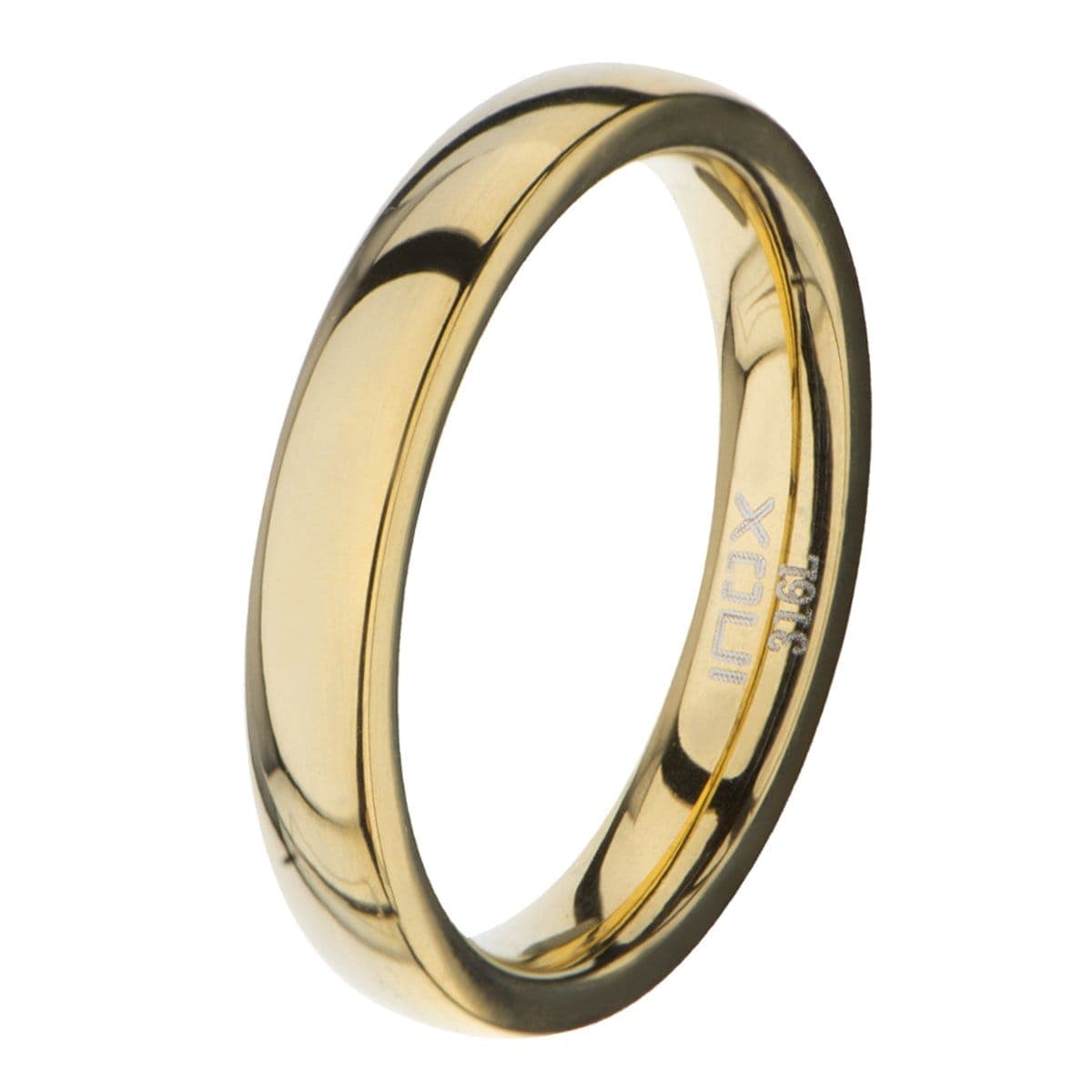 INOX JEWELRY Rings Golden Tone Stainless Steel Polished 3mm Band
