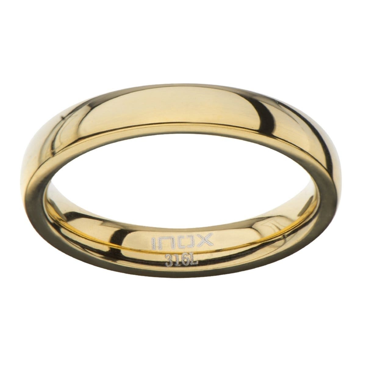 INOX JEWELRY Rings Golden Tone Stainless Steel Polished 3mm Band