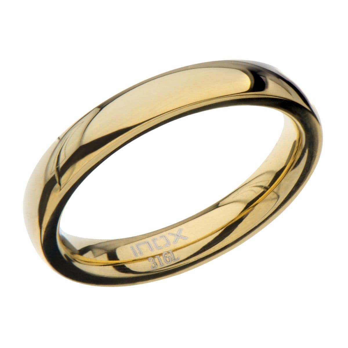 INOX JEWELRY Rings Golden Tone Stainless Steel Polished 3mm Band