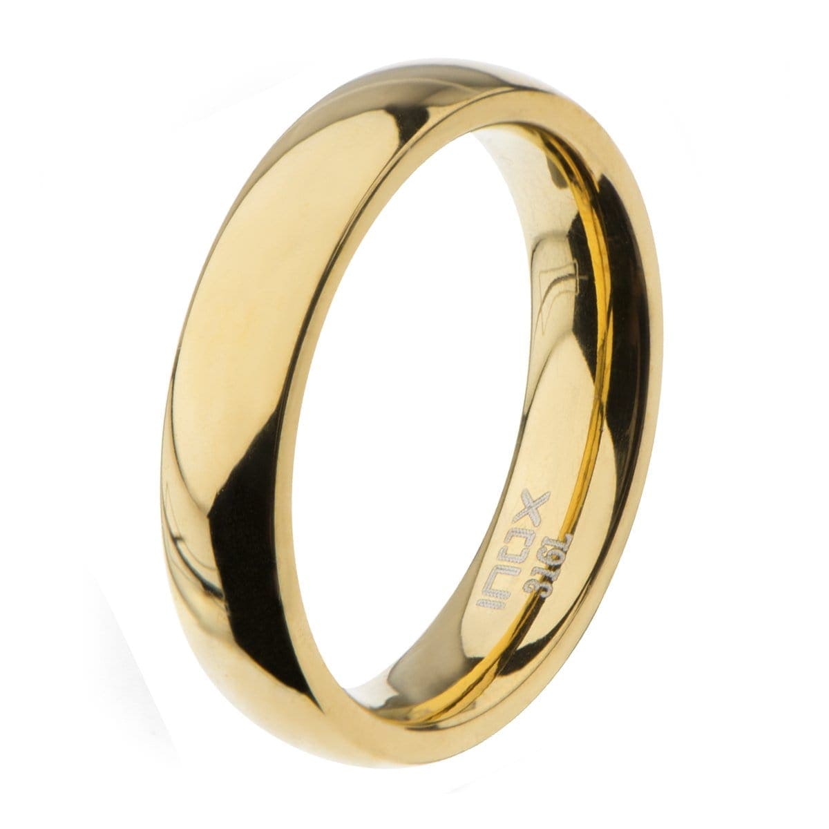 INOX JEWELRY Rings Golden Tone Stainless Steel Polished 4mm Band