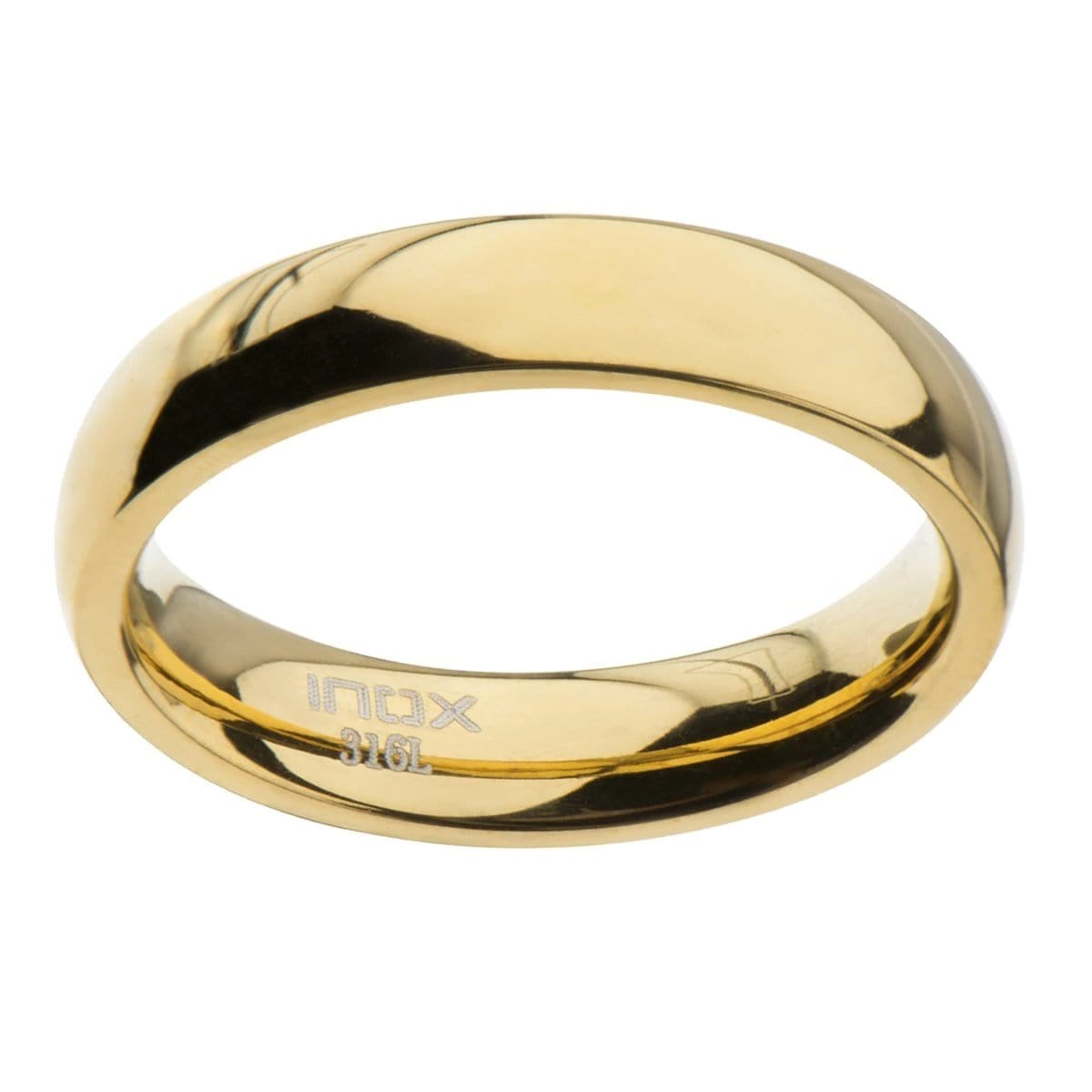 INOX JEWELRY Rings Golden Tone Stainless Steel Polished 4mm Band