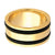 INOX JEWELRY Rings Golden Tone Stainless Steel with Black Rubber Detail Ring