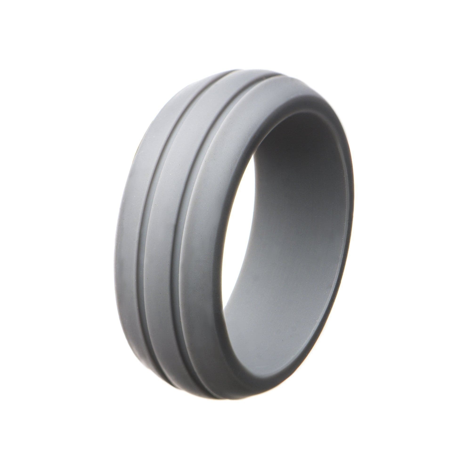 INOX JEWELRY Rings Gray Silicone 9mm Double Lined Safety Band Ring