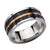 INOX JEWELRY Rings Rose Tone, Black, and Silver Tone Stainless Steel Ridged Stripe Spinner Ring
