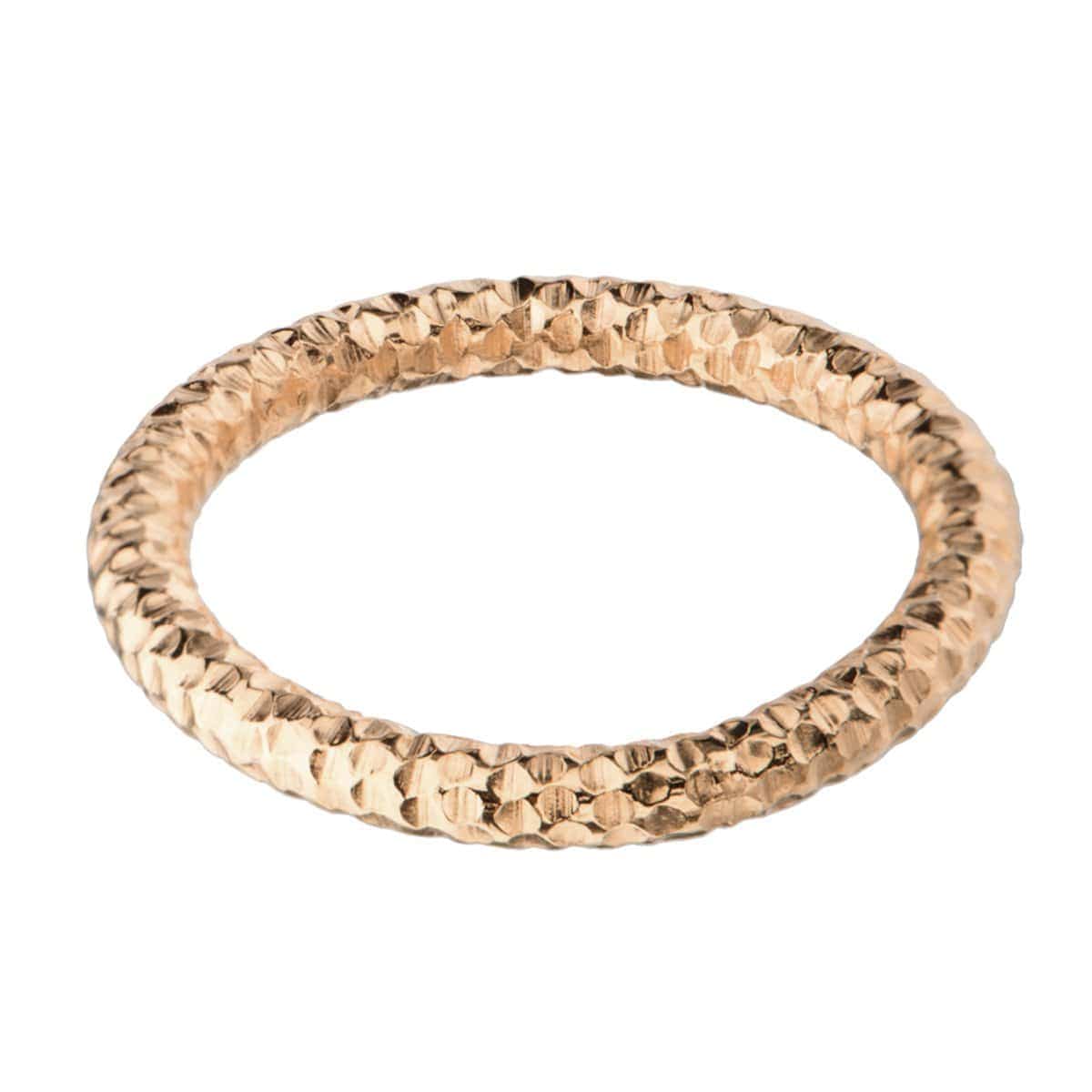 INOX JEWELRY Rings Rose Tone Stainless Steel 2.5mm Hammered Wedding Band