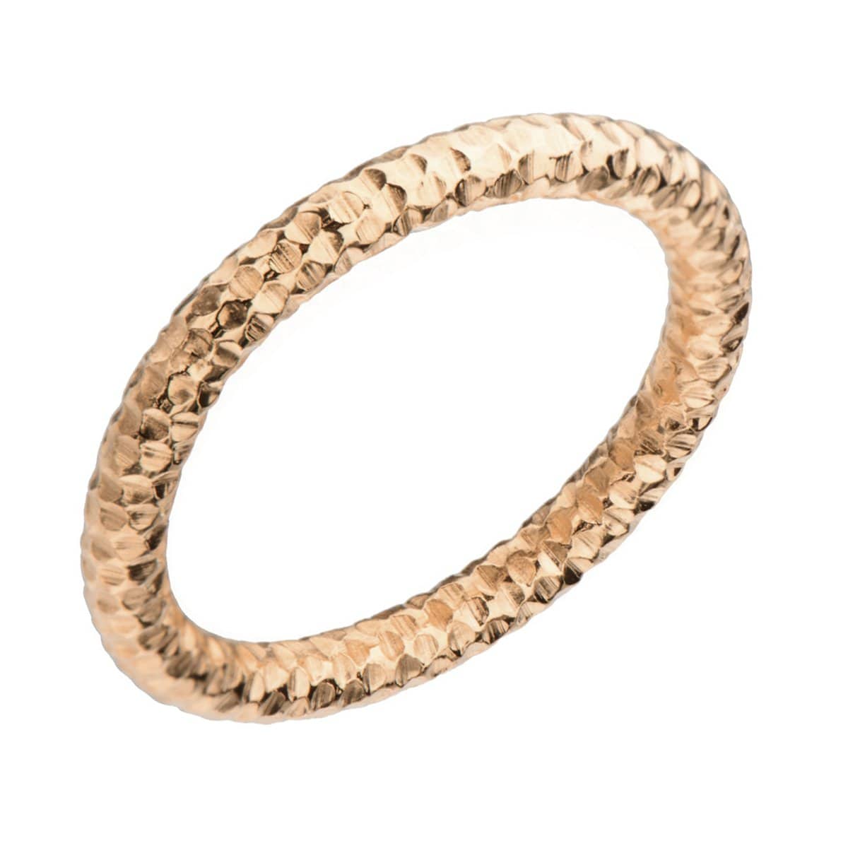 INOX JEWELRY Rings Rose Tone Stainless Steel 2.5mm Hammered Wedding Band