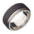 INOX JEWELRY Rings Silver Tone and Black Stainless Steel Matte Finish Safflower Pear Wood Inlaid Band Ring