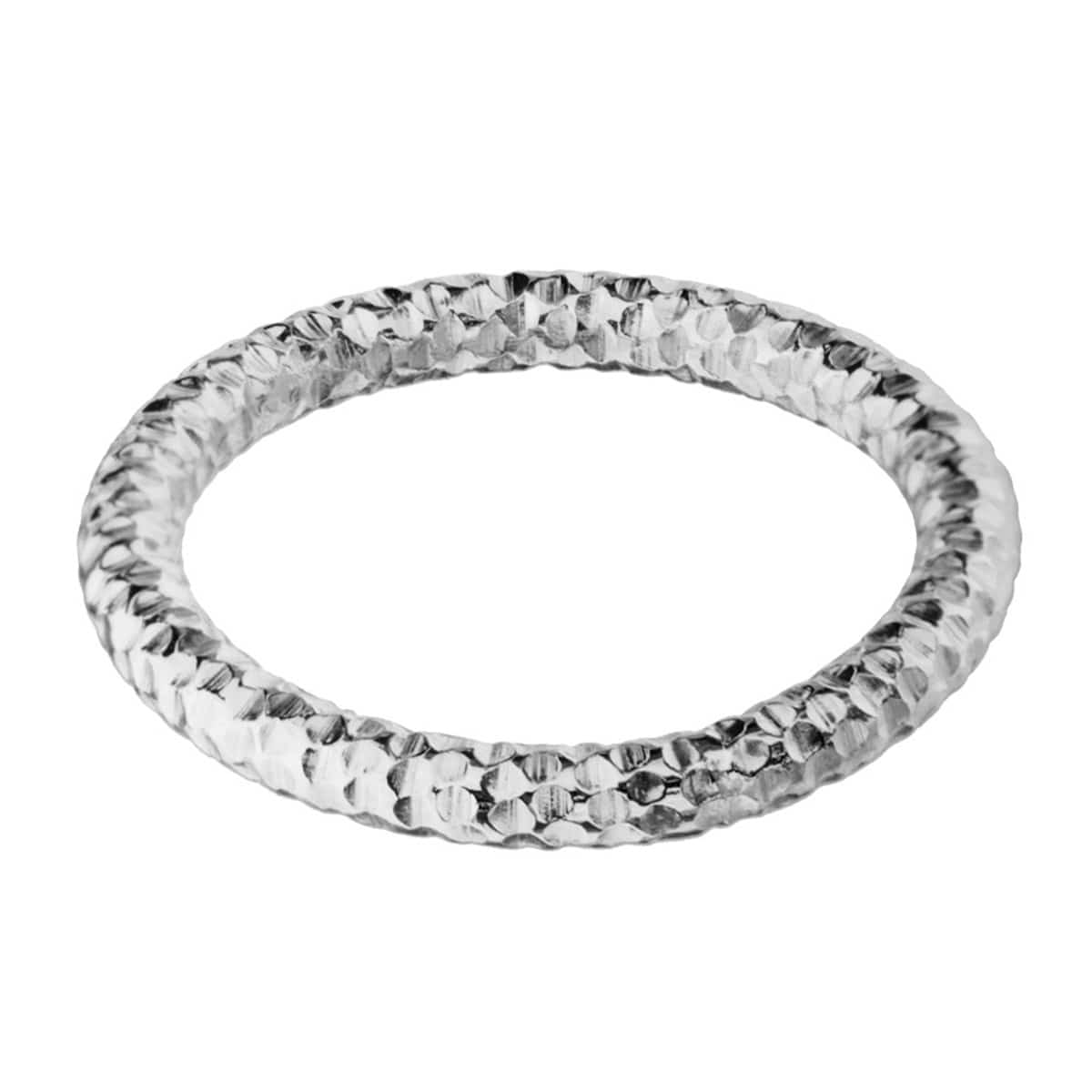 INOX JEWELRY Rings Silver Tone Stainless Steel 2.5mm Hammered Wedding Band