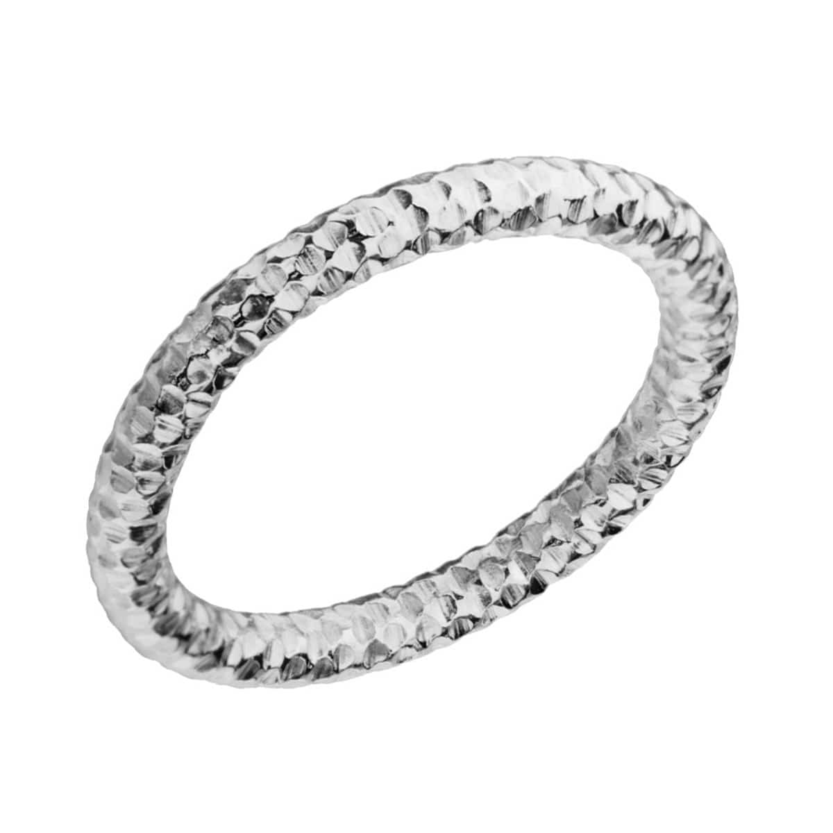 INOX JEWELRY Rings Silver Tone Stainless Steel 2.5mm Hammered Wedding Band