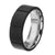 INOX JEWELRY Rings Silver Tone Stainless Steel Full Black Solid Carbon Fiber Ridge Band Ring