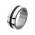 INOX JEWELRY Rings Silver Tone Stainless Steel High Polished Black CZ Band Ring