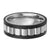 INOX JEWELRY Rings Silver Tone Stainless Steel Large Ridged Center Band with Carbon Fiber Detail