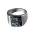 INOX JEWELRY Rings Silver Tone Stainless Steel Matte Finish with Polished Snowflake Stone Signet Ring