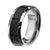INOX JEWELRY Rings Silver Tone Stainless Steel Ridged Edge with Center Solid Carbon Fiber Band Ring
