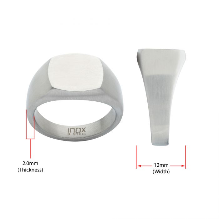 INOX JEWELRY Rings Silver Tone Stainless Steel Signet Pinky Finger Ring