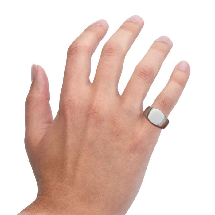 Men’s Silver Stainless Steel Signet Ring | INOX Jewelry India
