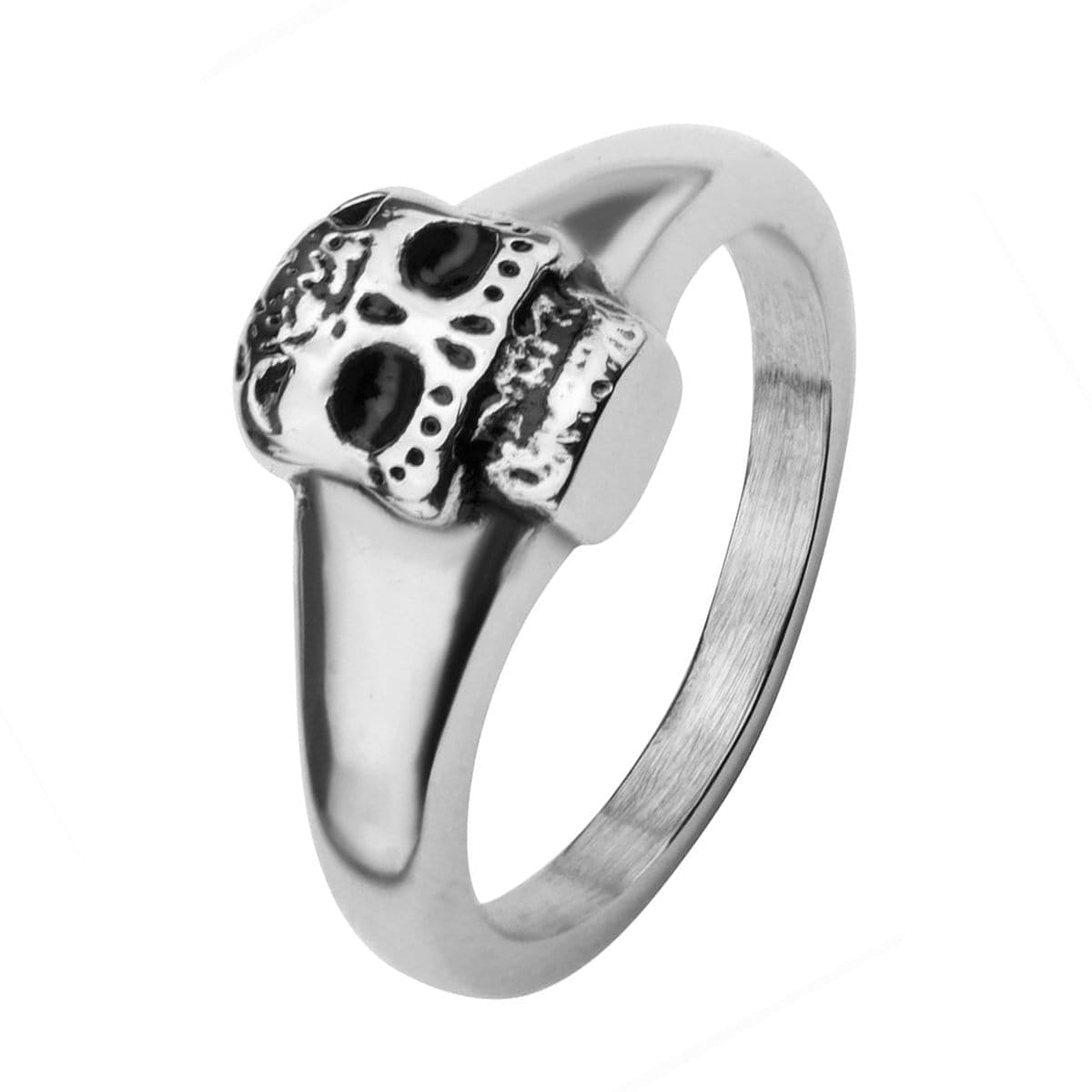 INOX JEWELRY Rings Silver Tone Stainless Steel Sugar Skull Ring