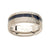 INOX JEWELRY Rings Silver Tone Stainless Steel with Blue Dyed Wood Inlay Band Ring
