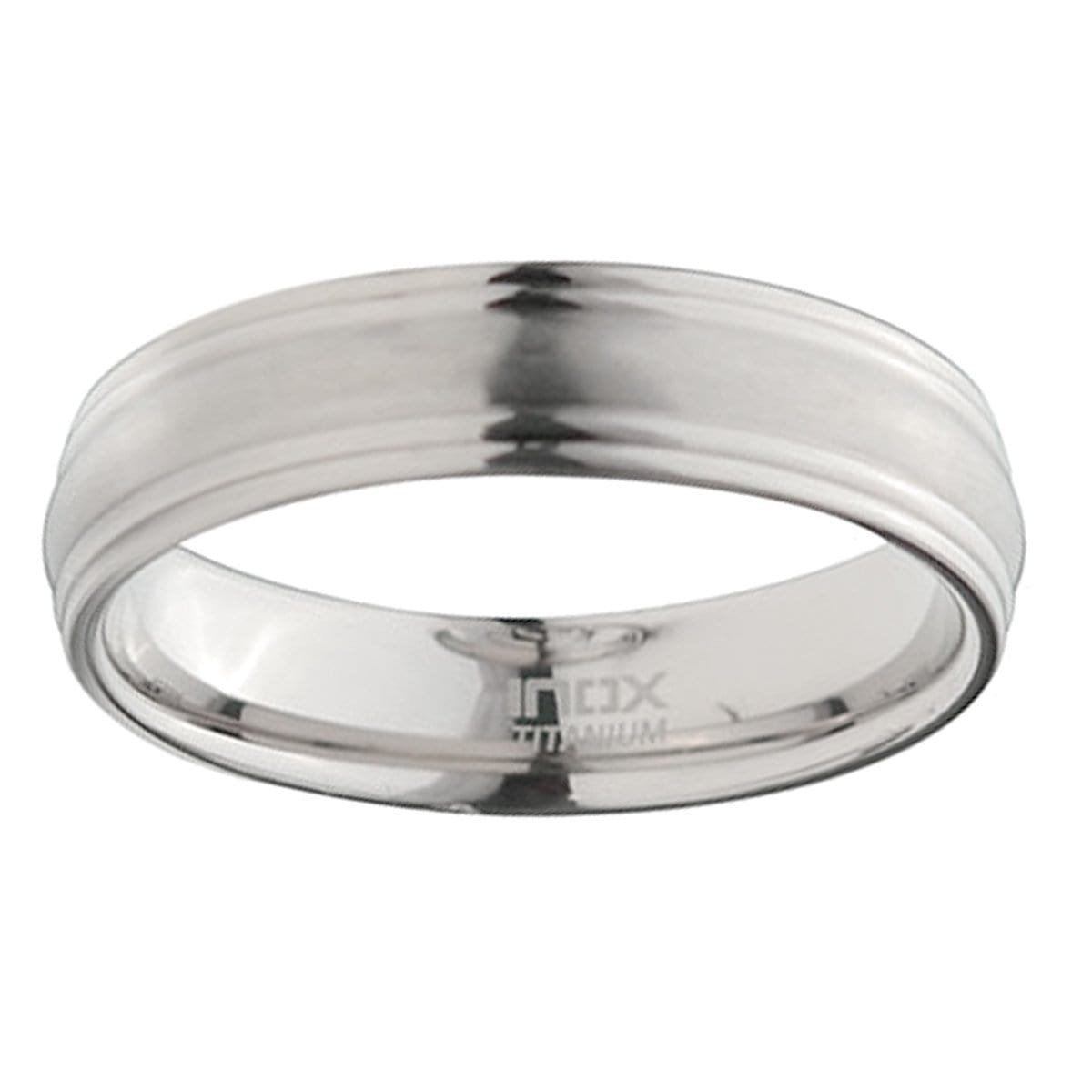 INOX JEWELRY Rings Silver Tone Titanium 6mm Groove Edge Band Ring