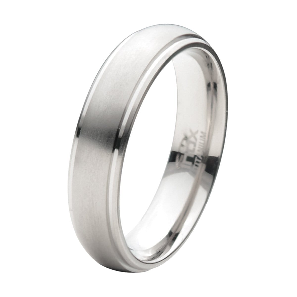 INOX JEWELRY Rings Silver Tone Titanium 6mm Matt Finish Band Ring