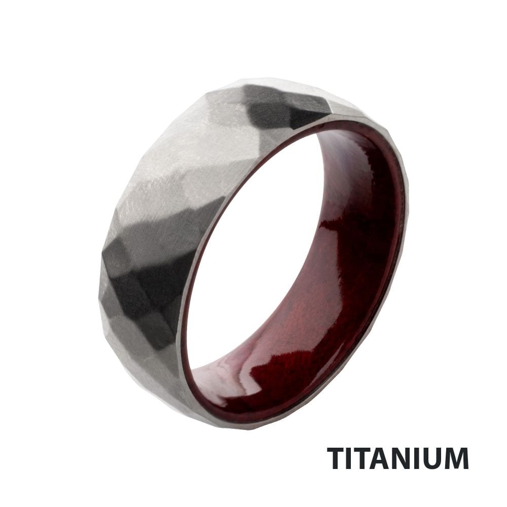 INOX JEWELRY Rings Titanium & Redwood Matte Finish Mosaic Comfort Fit Ring