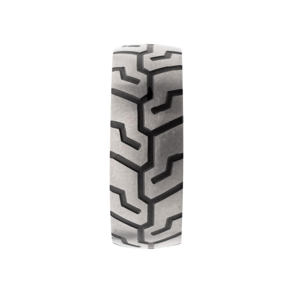 INOX JEWELRY Rings Titanium & Redwood Matte Finish Tiremark Comfort Fit Ring