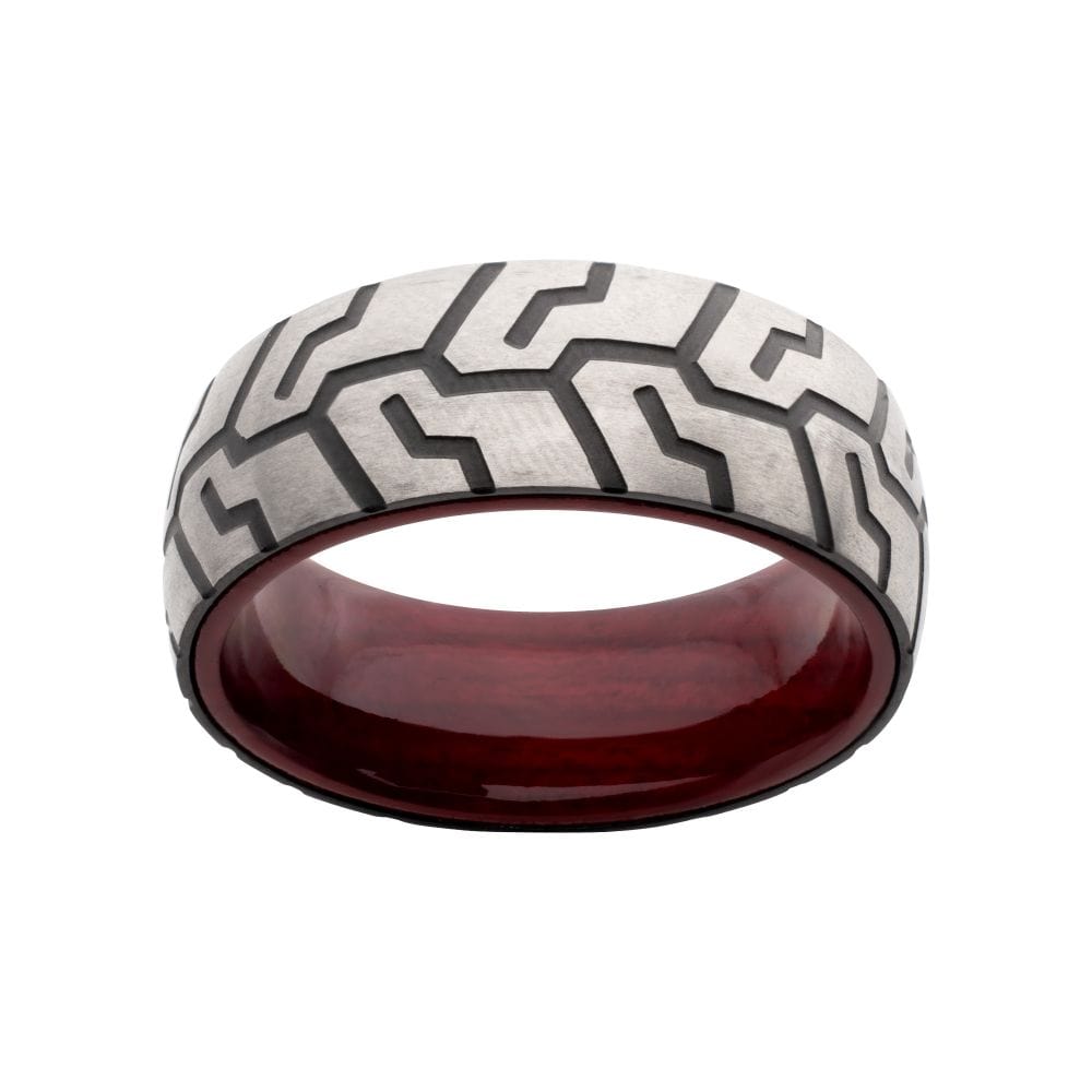 INOX JEWELRY Rings Titanium & Redwood Matte Finish Tiremark Comfort Fit Ring